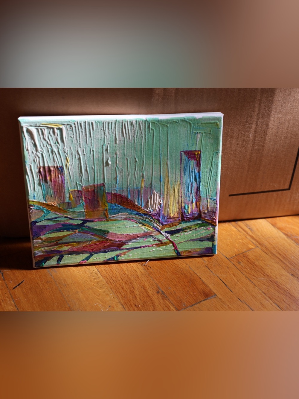 Abstract Green and Purple Textured Canvas Wall Art
